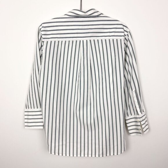 GAP Organic Cotton Big Shirt Green Stripe Oversized Sz Small Petite - Picture 6 of 6